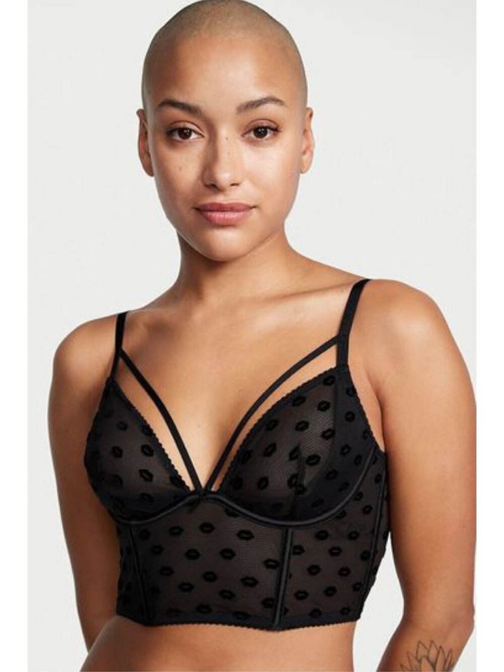 Victoria's Secret Black Kiss Strappy Quarter Cup Corset Bra Top